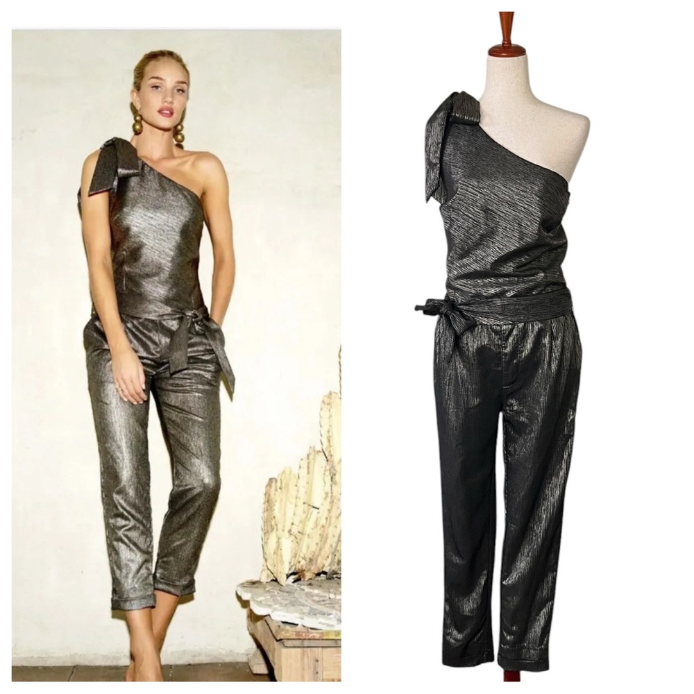 Paige Maisie Jumpsuit in Gold Metallic Foil